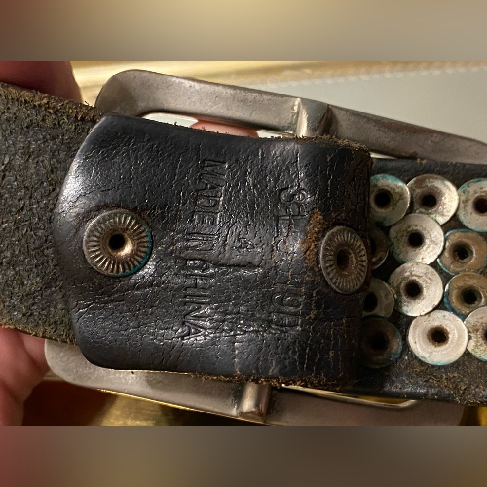 Metallic handmade leather belt - Picture 6 of 8